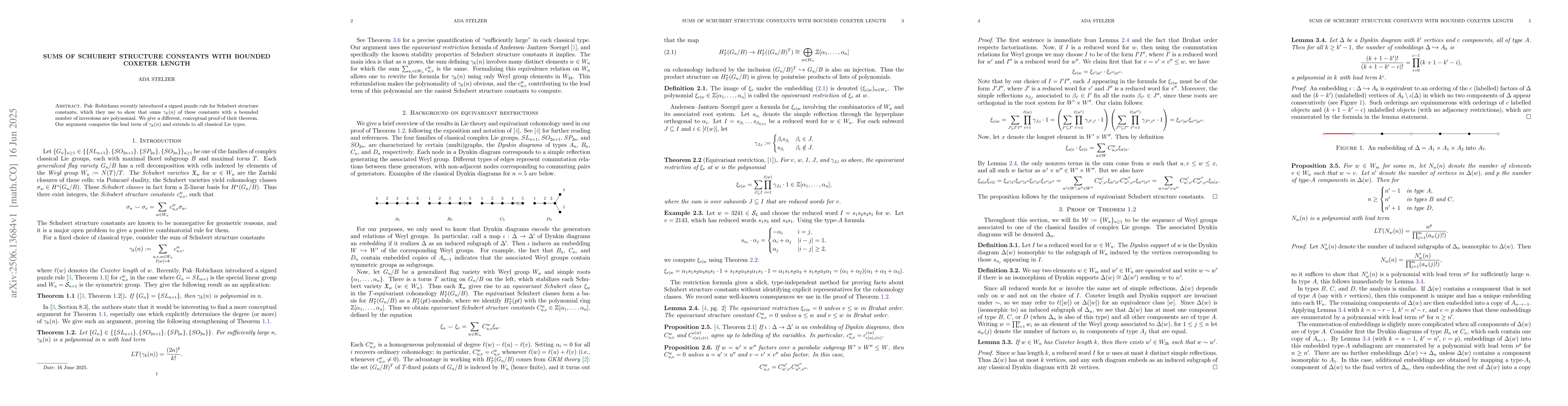 Thumbnail for Sums of Schubert structure constants with bounded Coxeter length