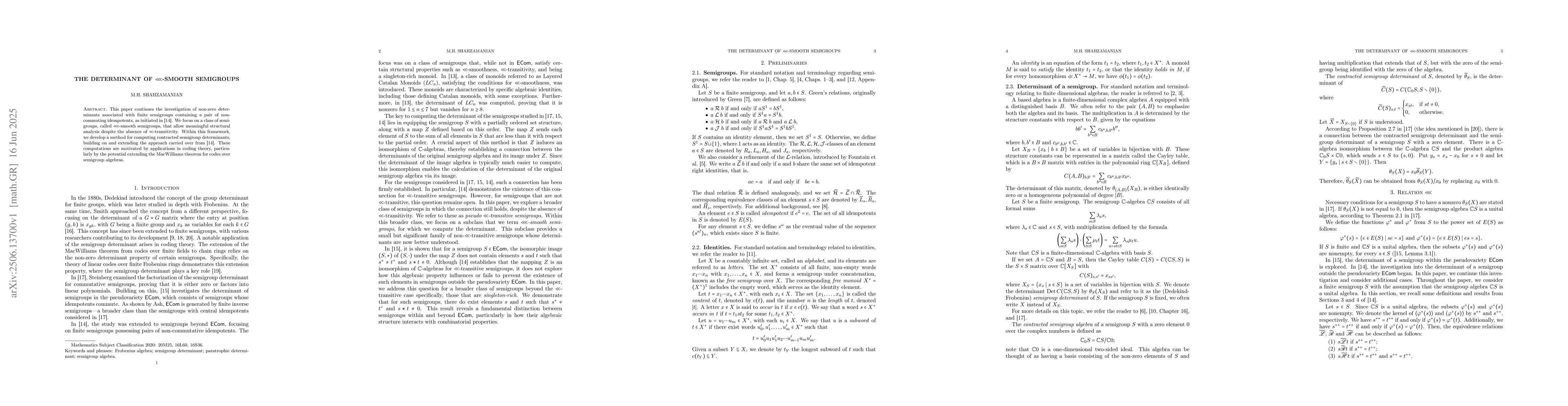 Thumbnail for The determinant of \(\lll\)-smooth semigroups