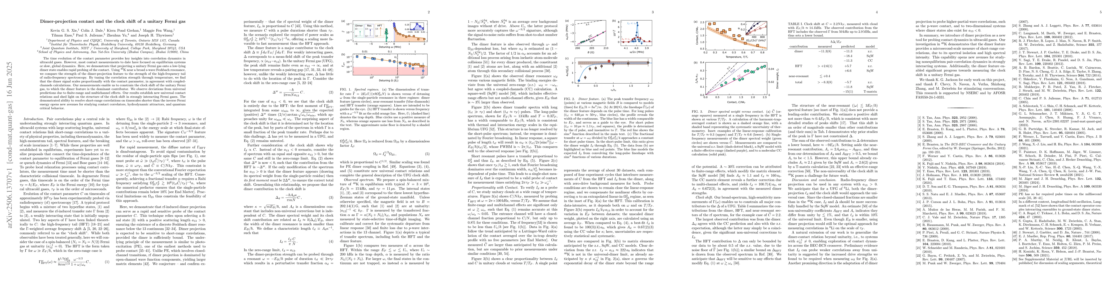 Thumbnail for Dimer-projection contact and the clock shift of a unitary Fermi gas