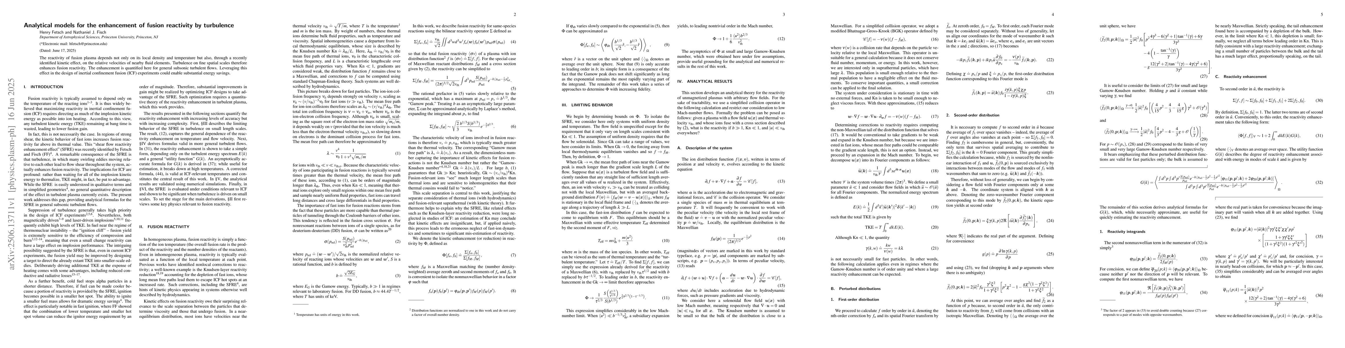 Thumbnail for Analytical models for the enhancement of fusion reactivity by turbulence