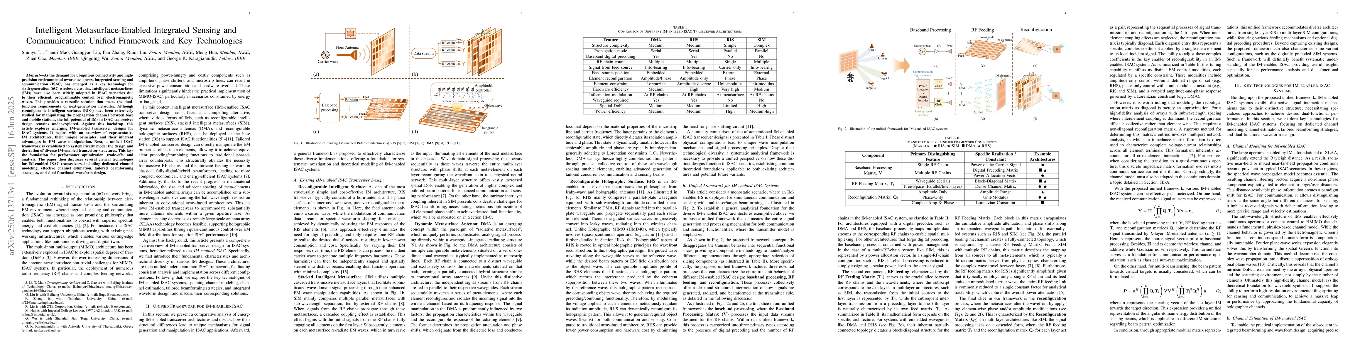 Thumbnail for Intelligent Metasurface-Enabled Integrated Sensing and Communication:
  Unified Framework and Key Technologies