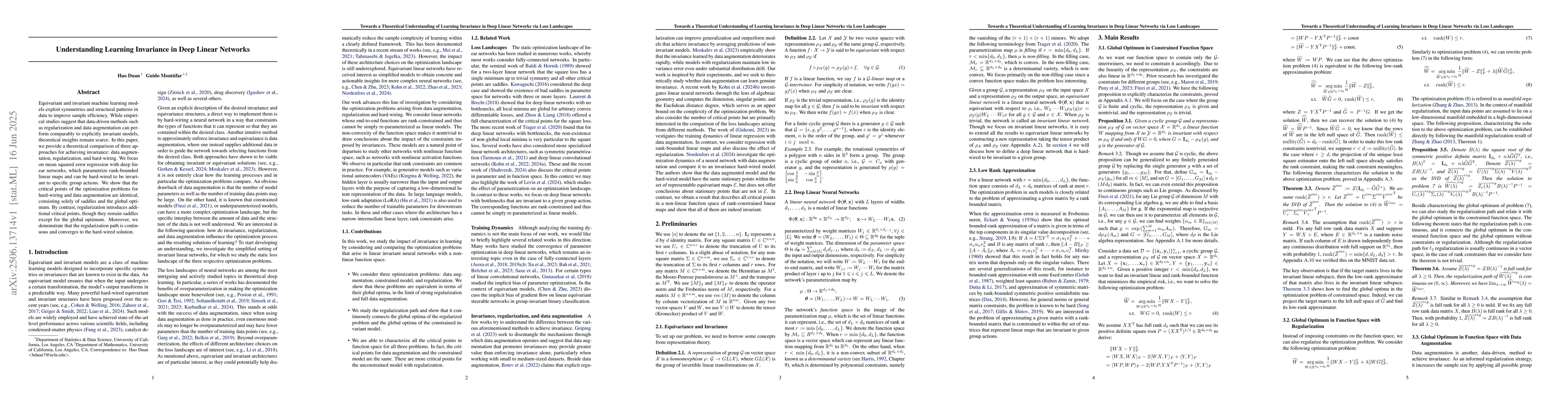 Thumbnail for Understanding Learning Invariance in Deep Linear Networks
