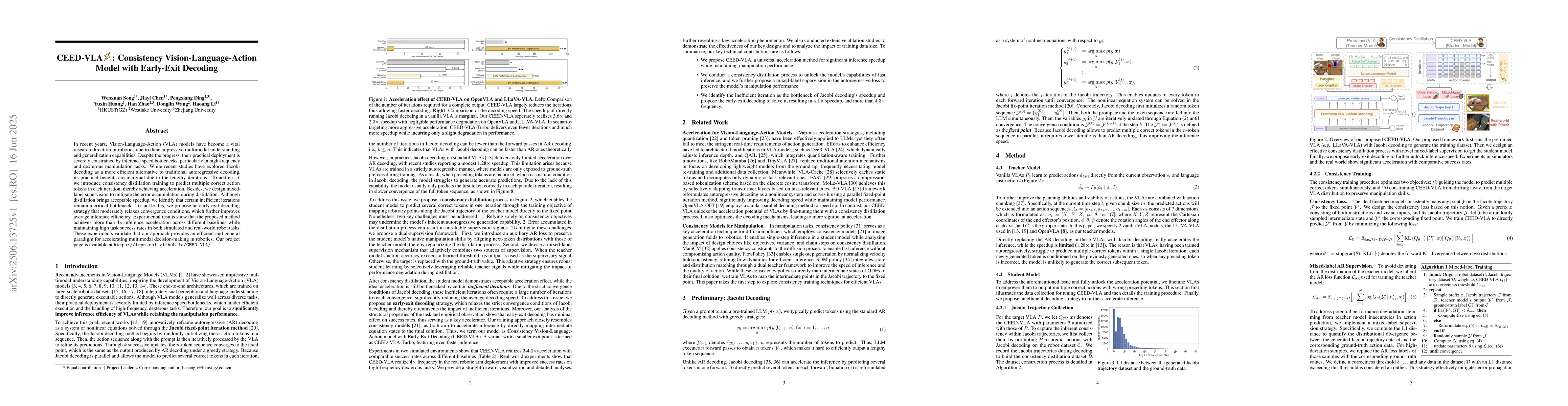 Thumbnail for CEED-VLA: Consistency Vision-Language-Action Model with Early-Exit
  Decoding