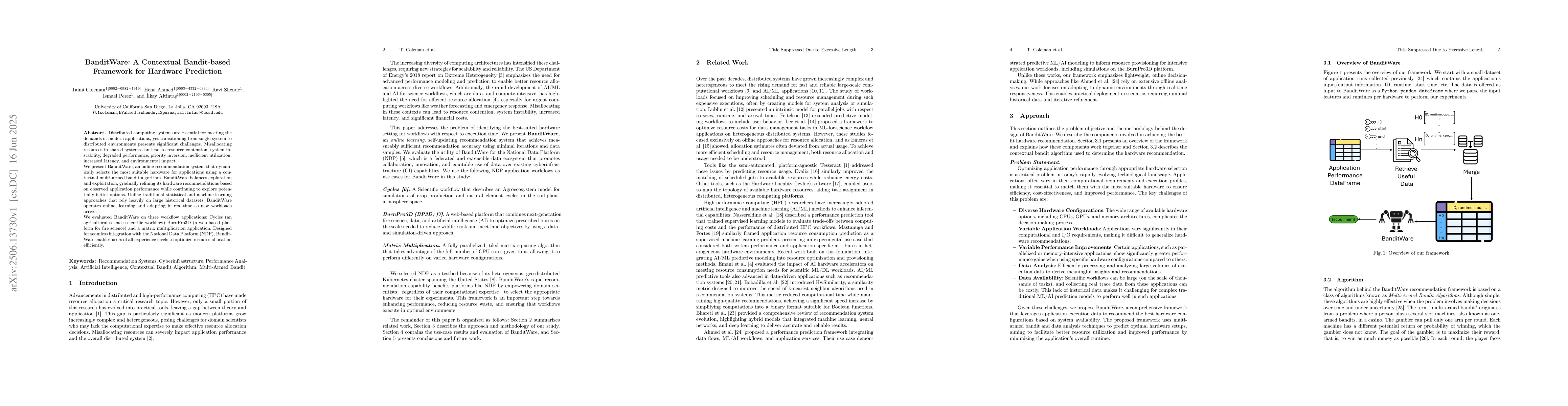 Thumbnail for BanditWare: A Contextual Bandit-based Framework for Hardware Prediction