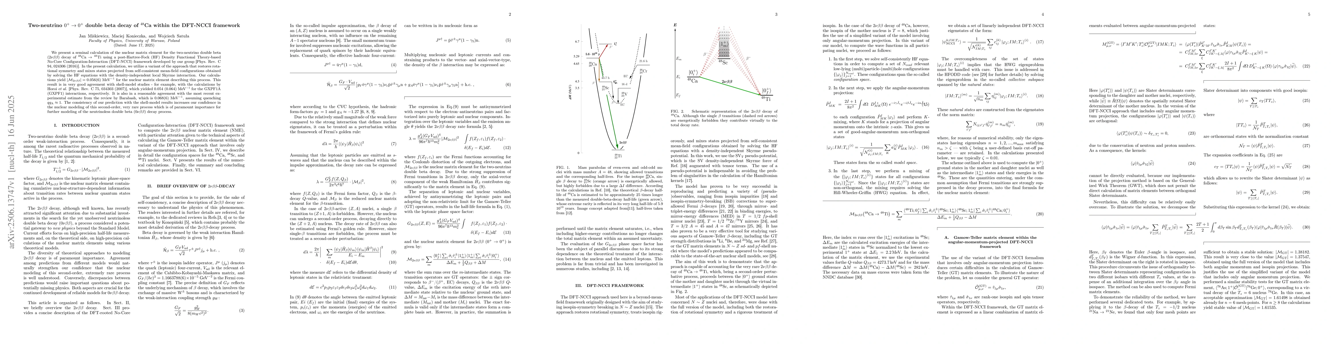 Thumbnail for Two-neutrino $0^+ \to 0^+$ double beta decay of $^{48}\mathrm{Ca}$
  within the DFT-NCCI framework