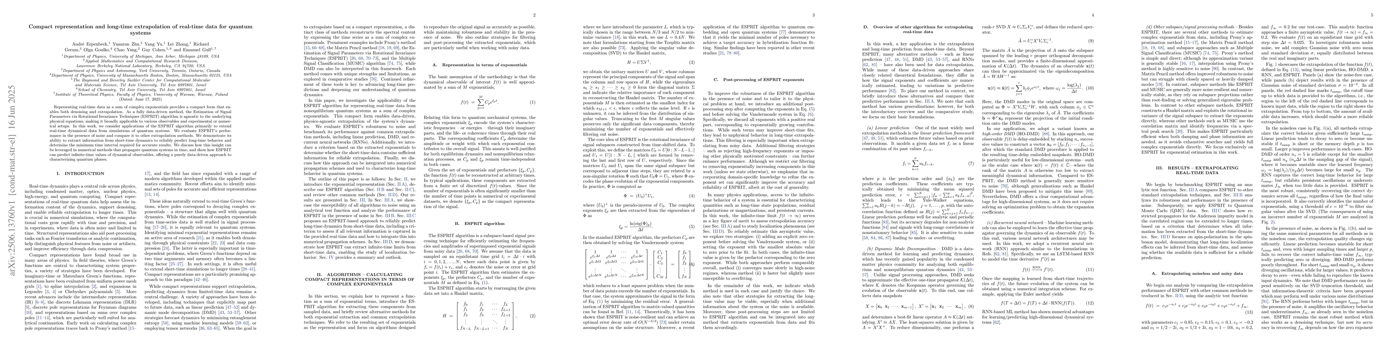 Thumbnail for Compact representation and long-time extrapolation of real-time data for
  quantum systems