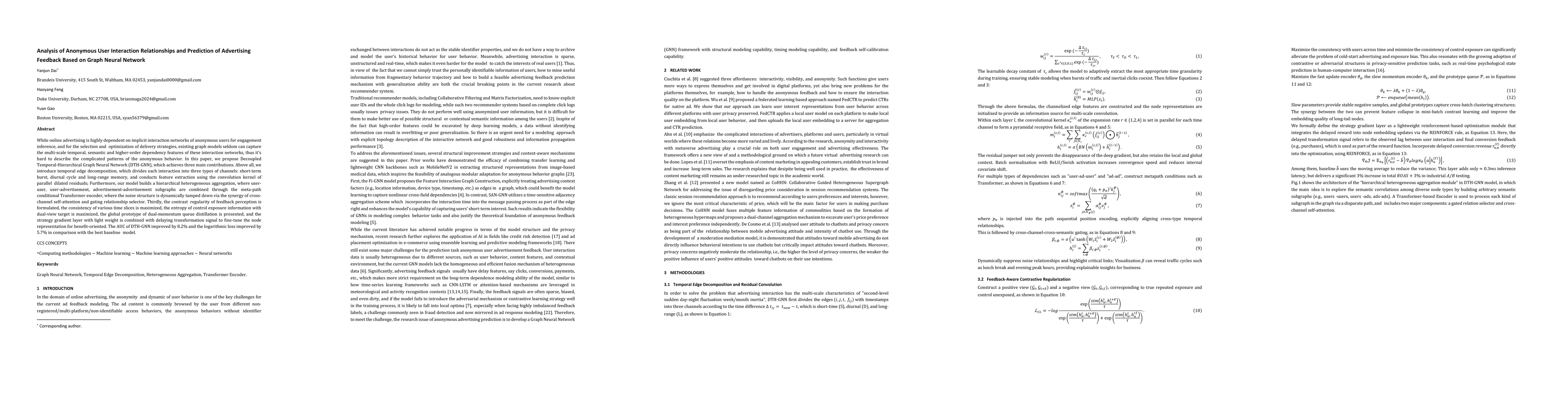 Thumbnail for Analysis of Anonymous User Interaction Relationships and Prediction of
  Advertising Feedback Based on Graph Neural Network