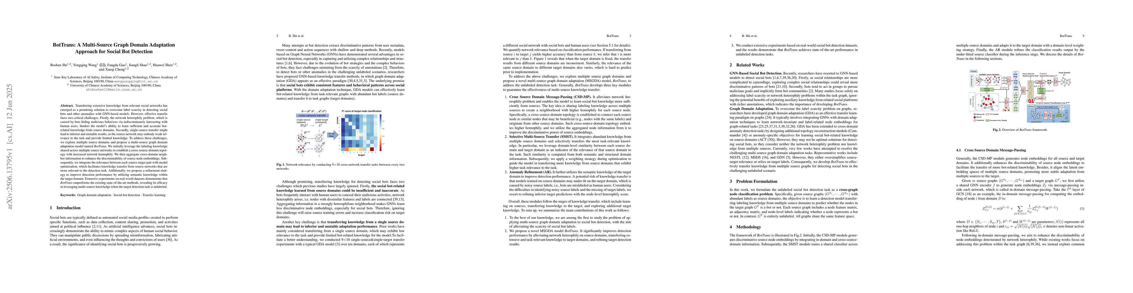 Thumbnail for BotTrans: A Multi-Source Graph Domain Adaptation Approach for Social Bot
  Detection