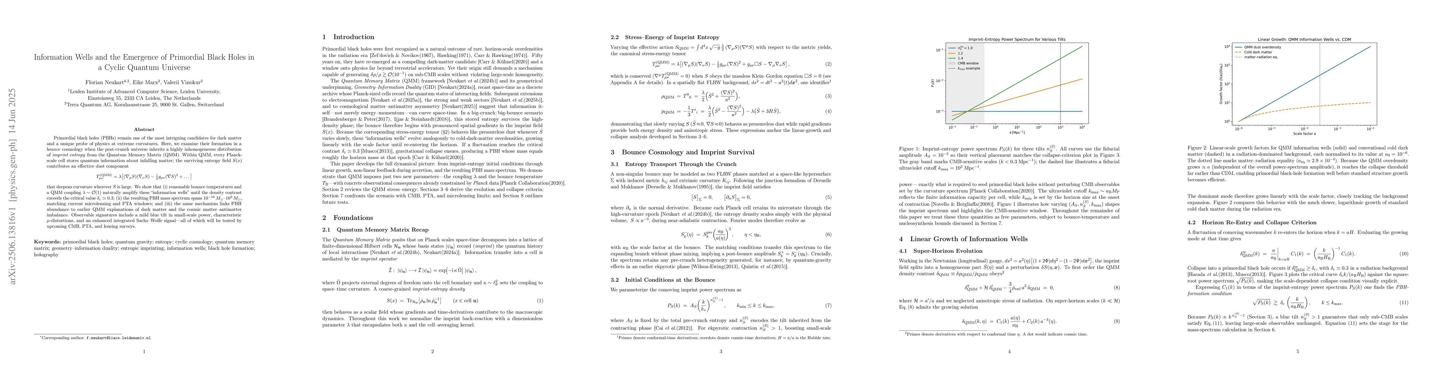 Thumbnail for Information Wells and the Emergence of Primordial Black Holes in a
  Cyclic Quantum Universe