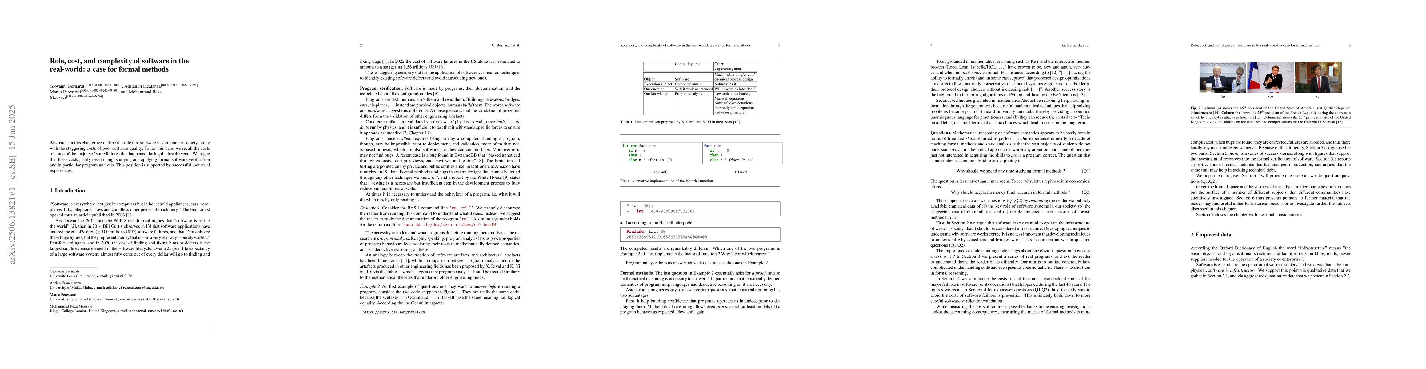 Thumbnail for Role, cost, and complexity of software in the real-world: a case for
  formal methods