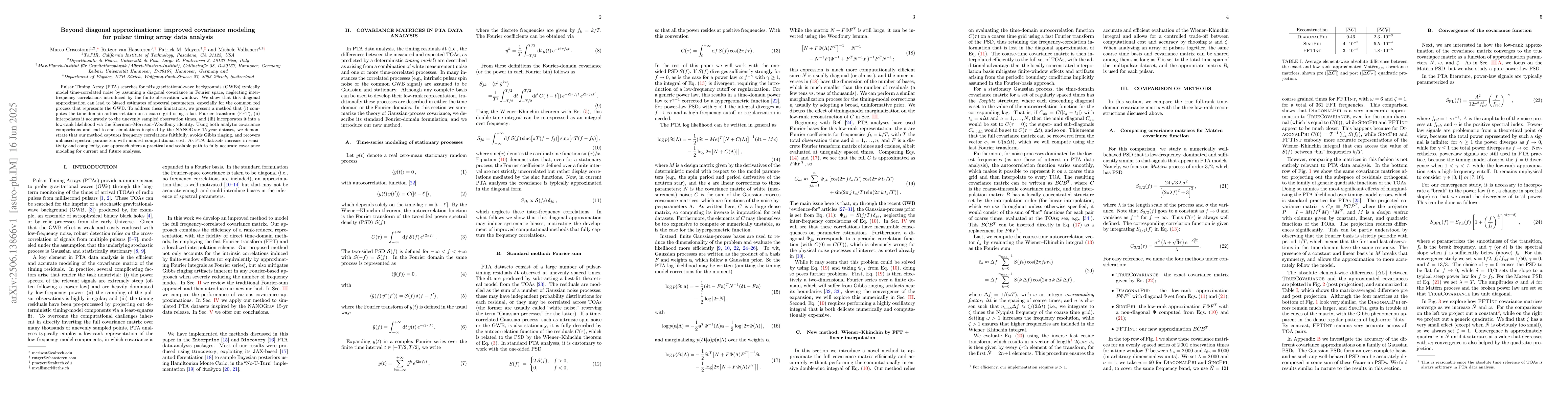 Thumbnail for Beyond diagonal approximations: improved covariance modeling for pulsar
  timing array data analysis