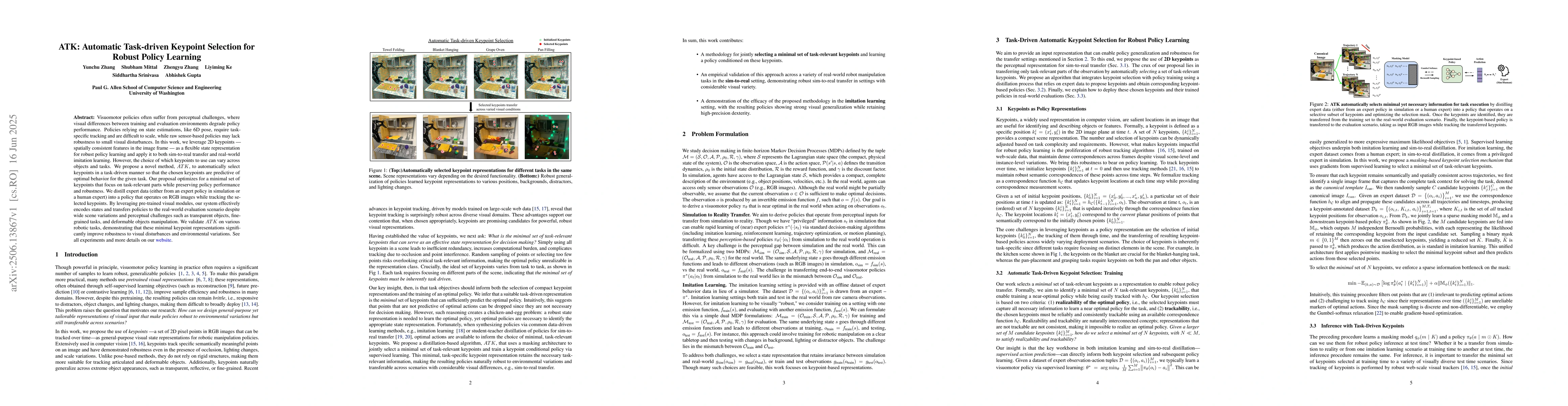 Thumbnail for ATK: Automatic Task-driven Keypoint Selection for Robust Policy Learning
