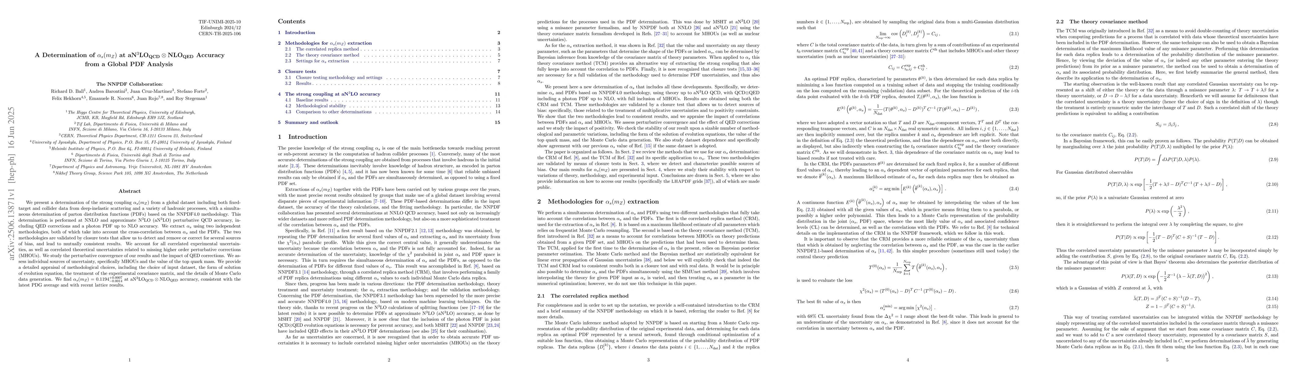 Thumbnail for A Determination of $α_s(m_Z)$ at aN$^3$LO$_{\bf QCD}\otimes {\bf
  NLO}_{\bf QED}$ Accuracy from a Global PDF Analysis