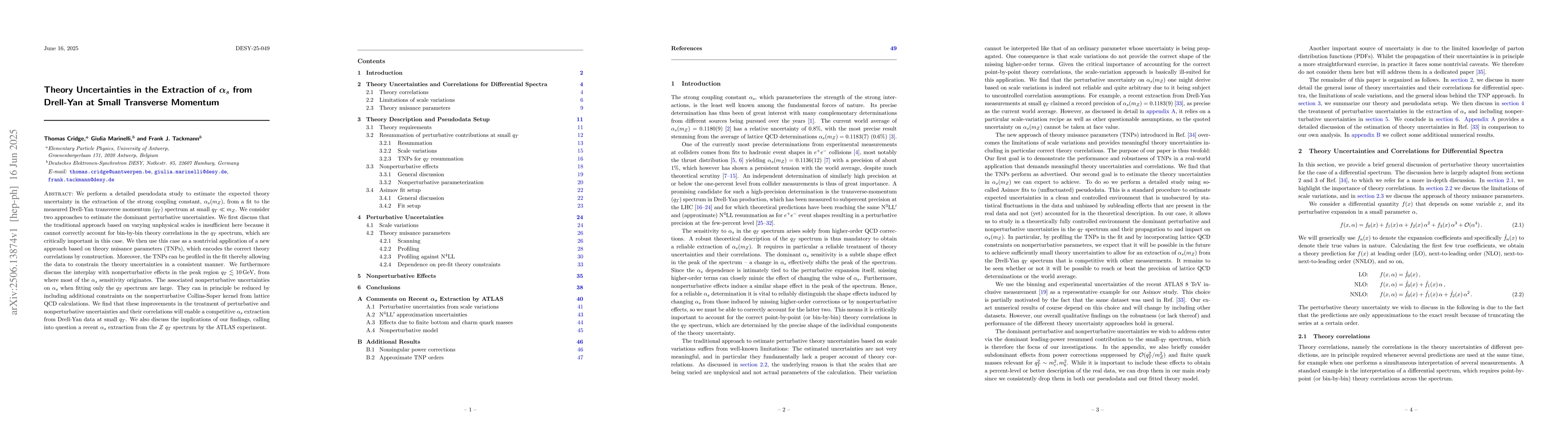 Thumbnail for Theory Uncertainties in the Extraction of $α_s$ from Drell-Yan at
  Small Transverse Momentum
