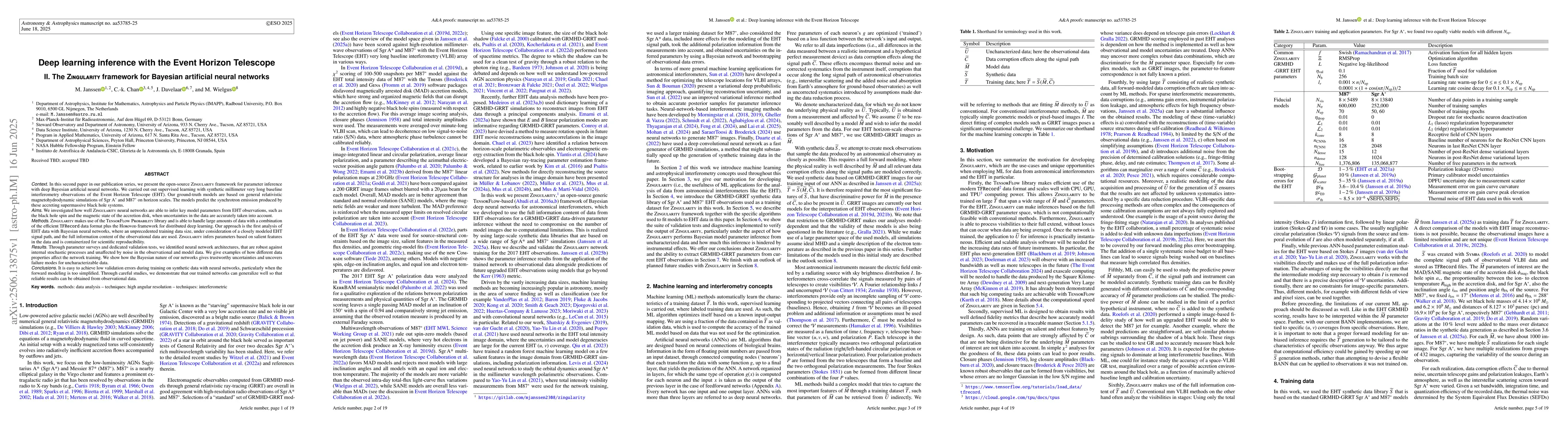 Thumbnail for Deep learning inference with the Event Horizon Telescope II. The
  Zingularity framework for Bayesian artificial neural networks