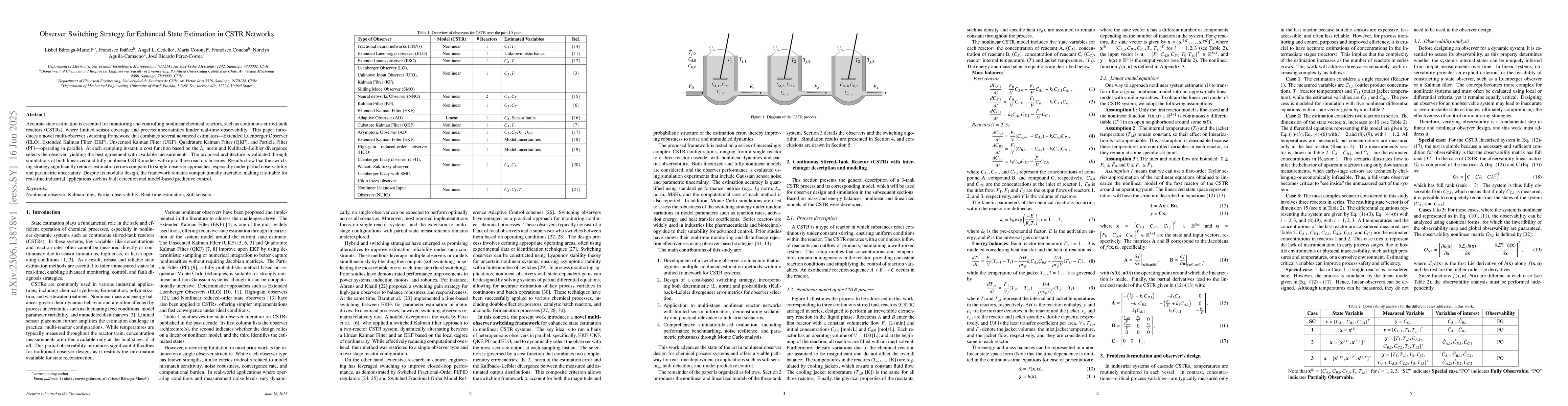 Thumbnail for Observer Switching Strategy for Enhanced State Estimation in CSTR
  Networks