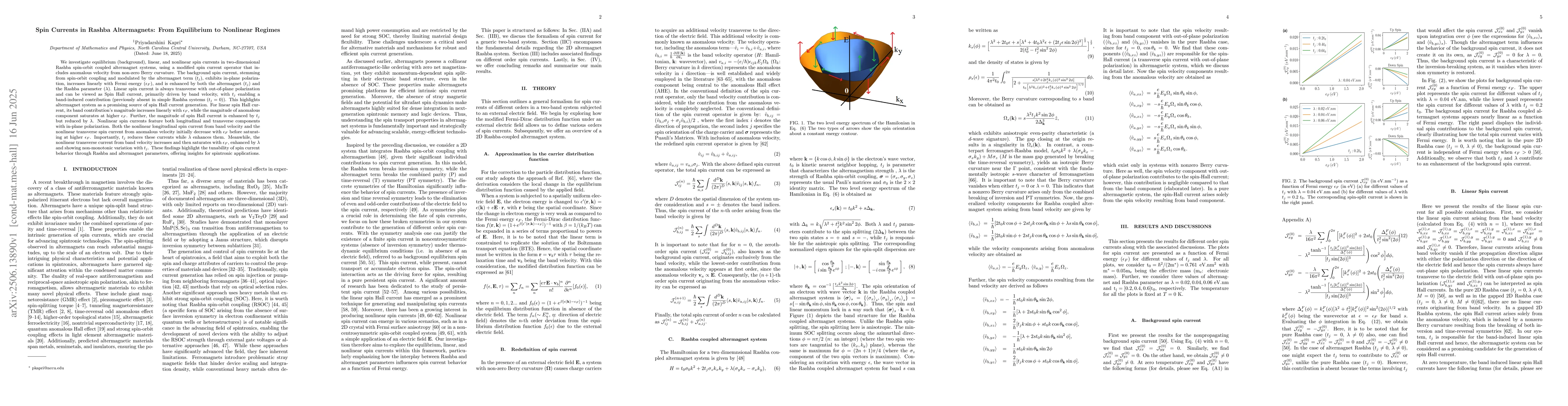 Thumbnail for Spin Currents in Rashba Altermagnets: From Equilibrium to Nonlinear
  Regimes