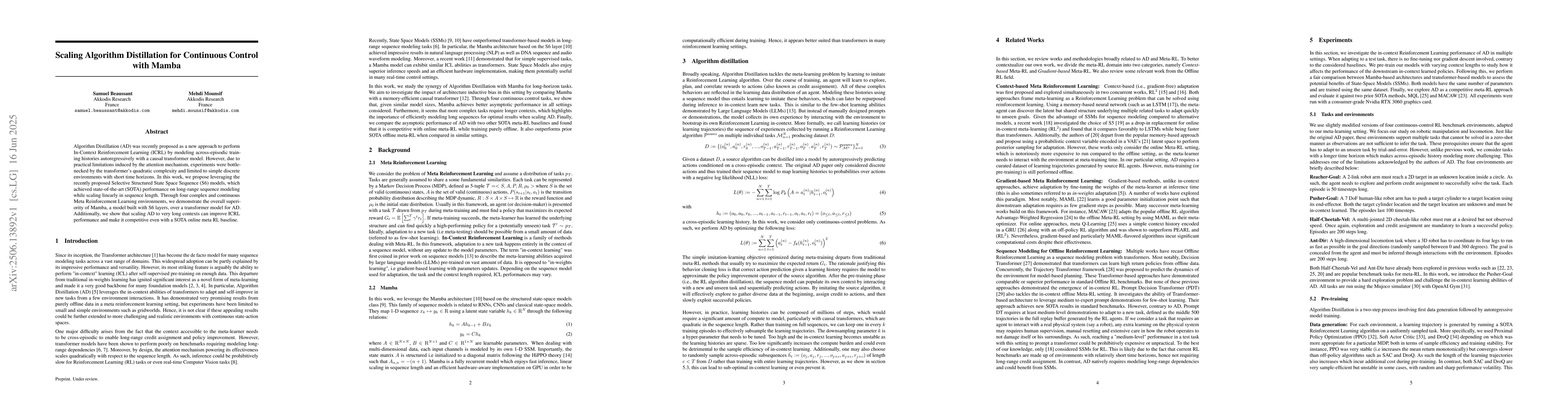 Thumbnail for Scaling Algorithm Distillation for Continuous Control with Mamba