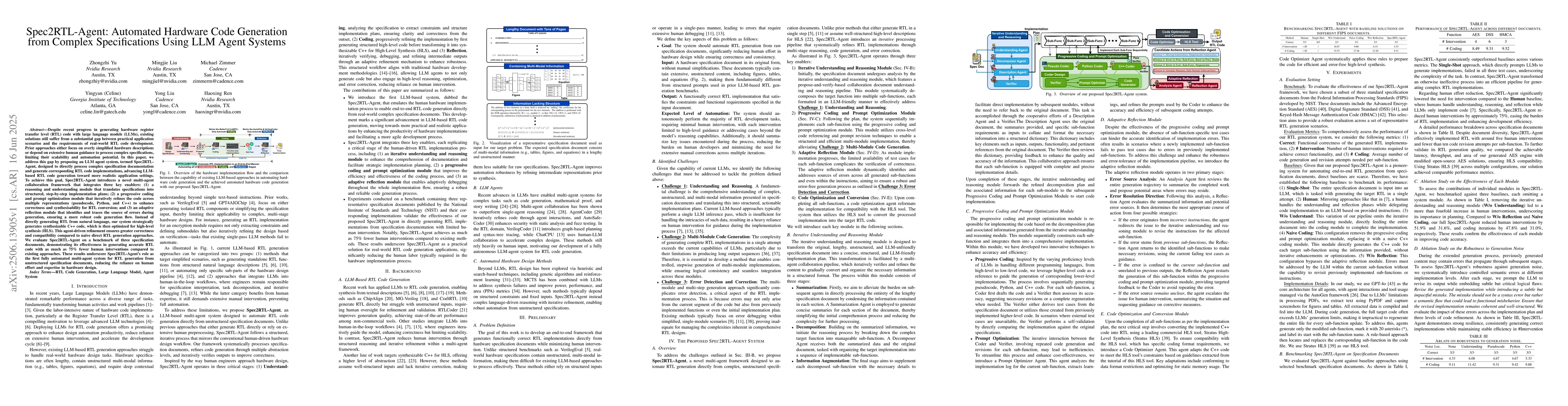 Thumbnail for Spec2RTL-Agent: Automated Hardware Code Generation from Complex
  Specifications Using LLM Agent Systems