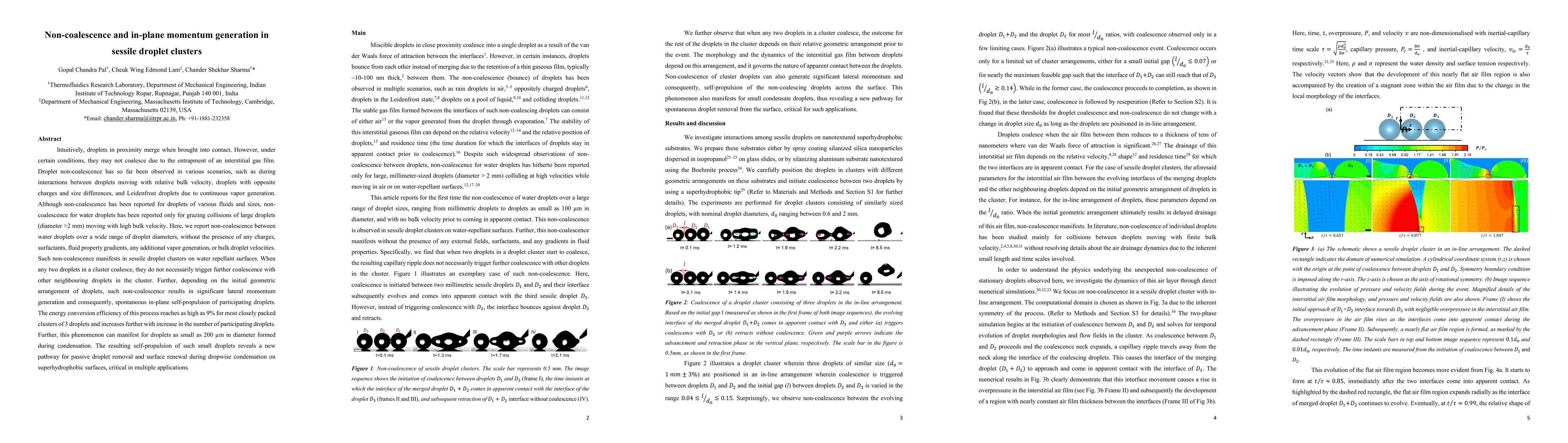 Thumbnail for Non-coalescence and in-plane momentum generation in sessile droplet
  clusters