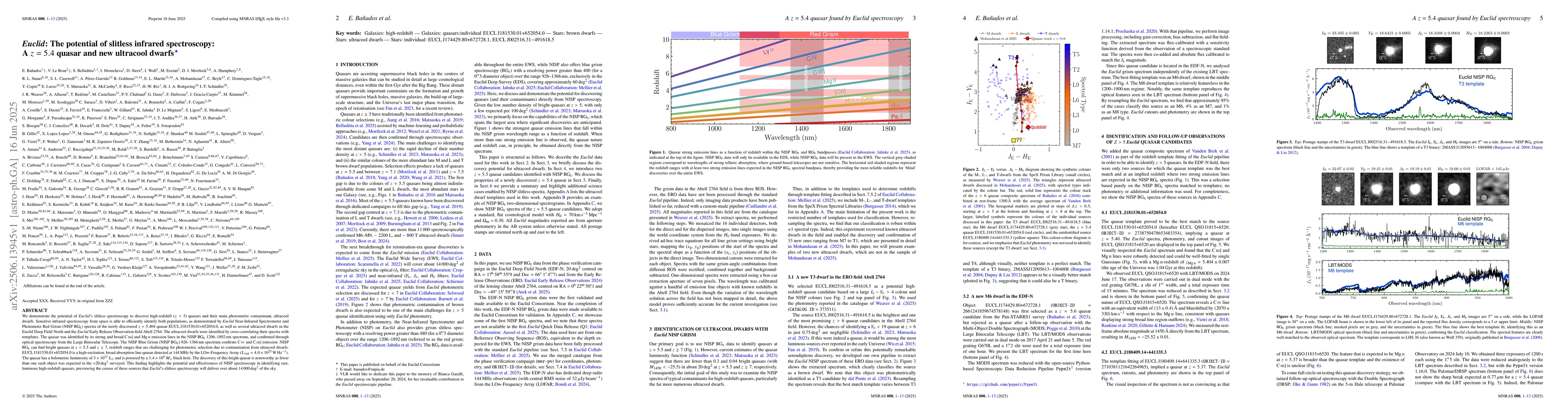 Thumbnail for Euclid: The potential of slitless infrared spectroscopy: A z=5.4 quasar
  and new ultracool dwarfs