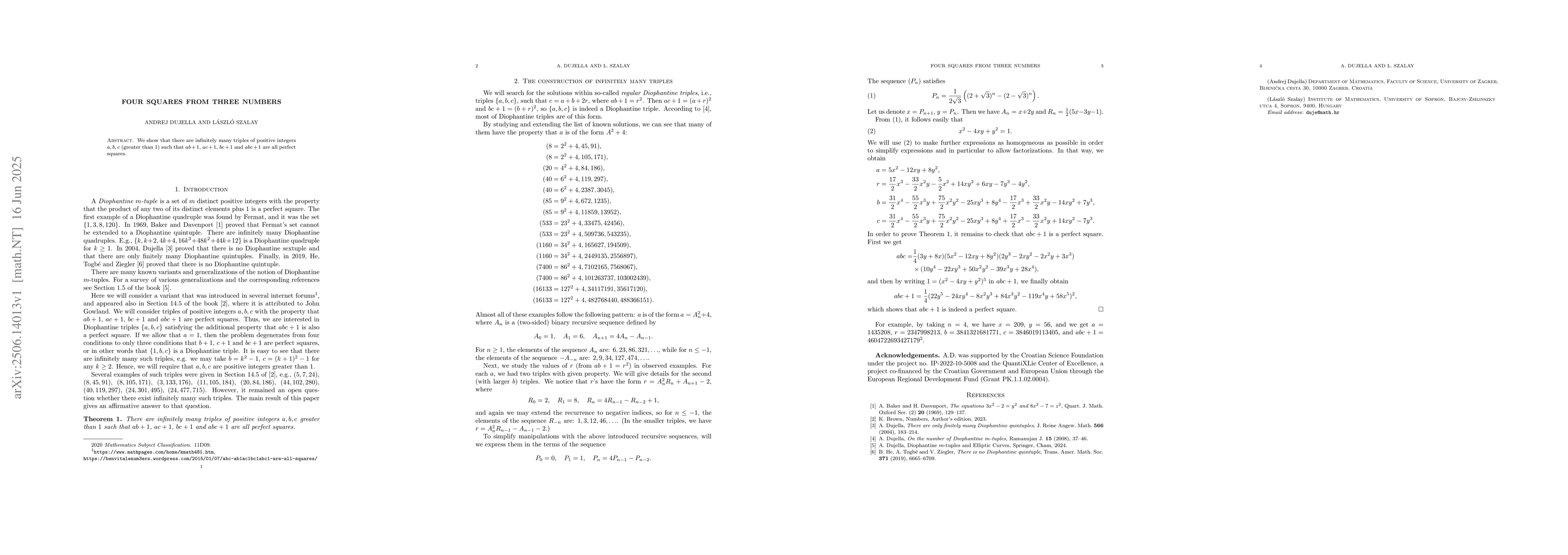 Thumbnail for Four squares from three numbers