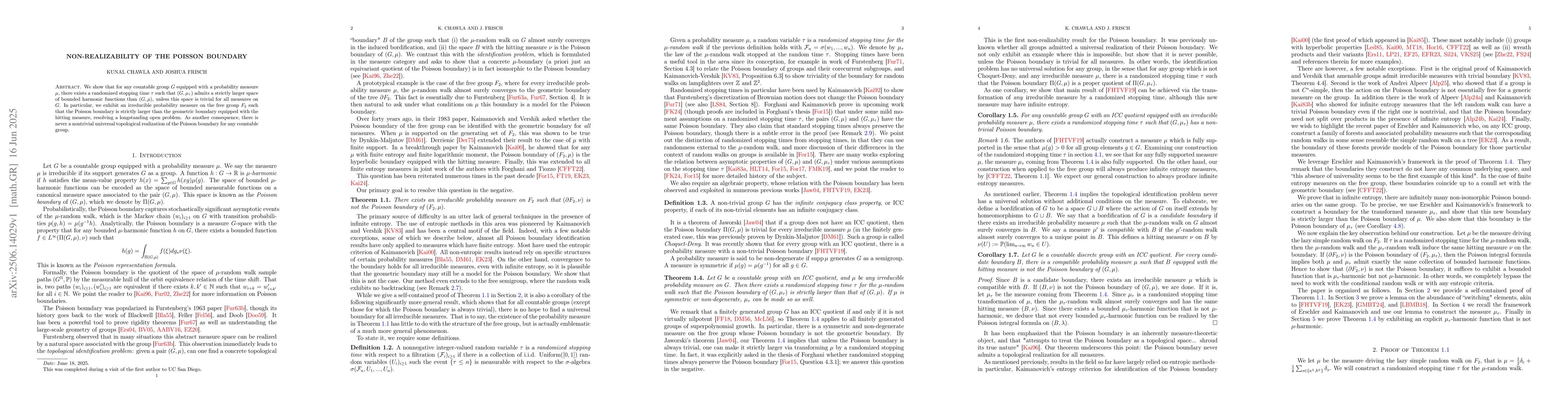 Thumbnail for Non-Realizability of the Poisson Boundary