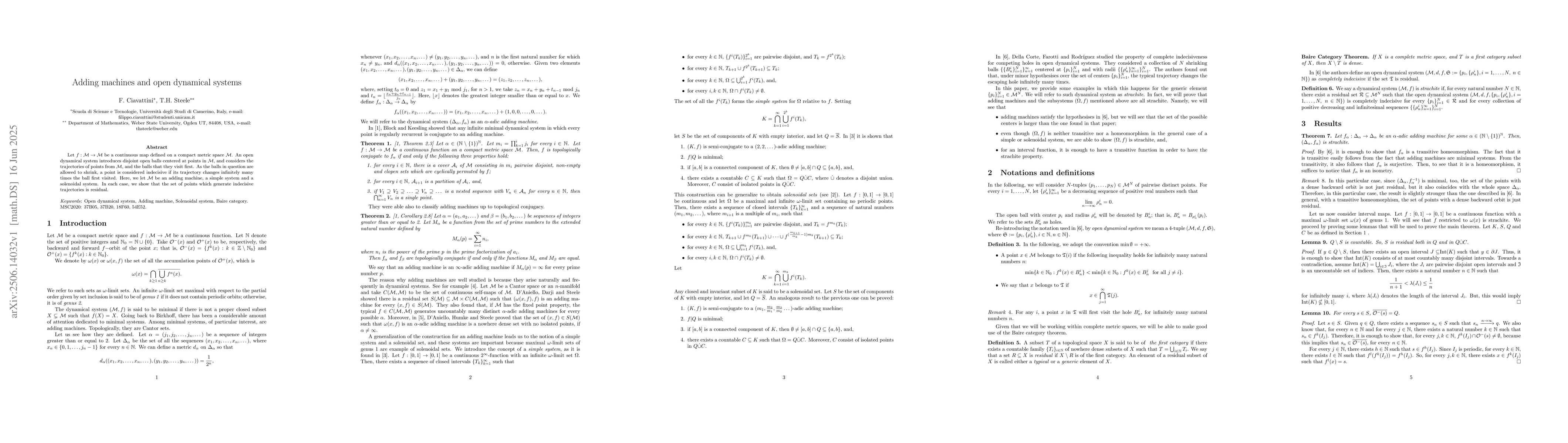 Thumbnail for Adding machines and open dynamical systems