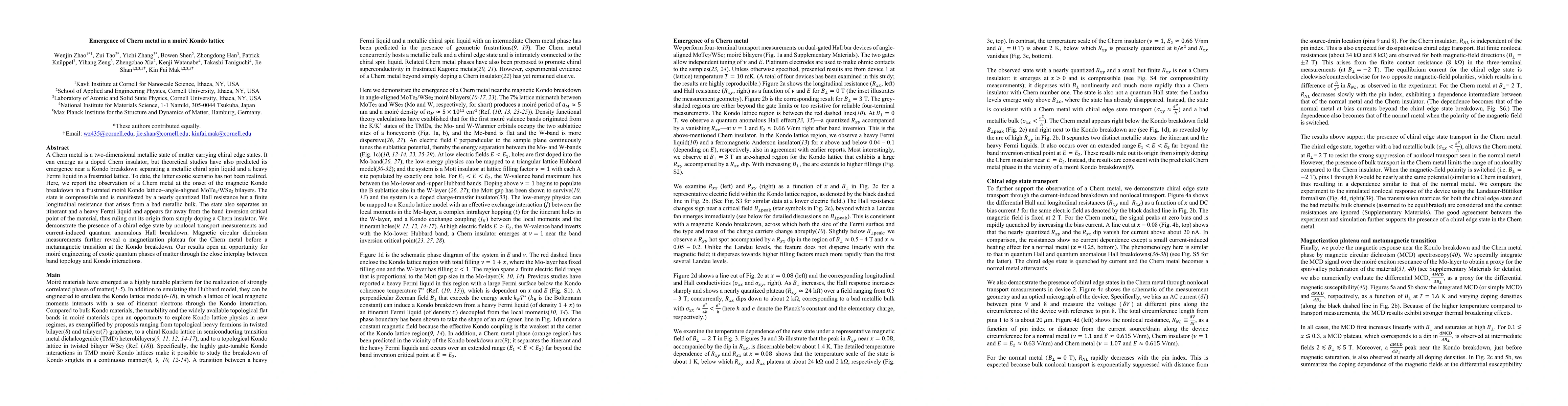 Thumbnail for Emergence of Chern metal in a moiré Kondo lattice