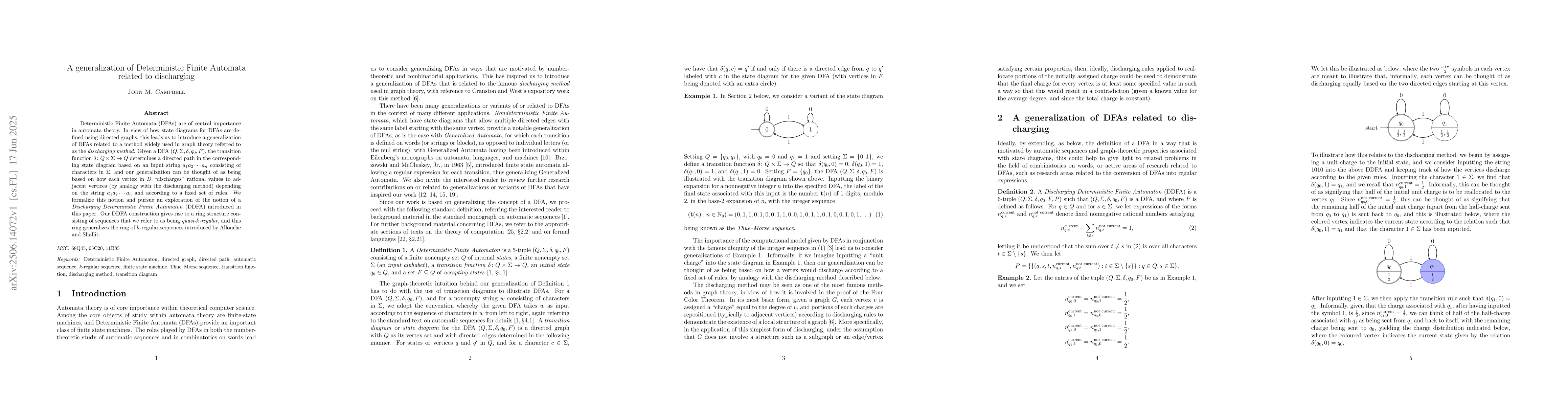 Thumbnail for A generalization of Deterministic Finite Automata related to discharging