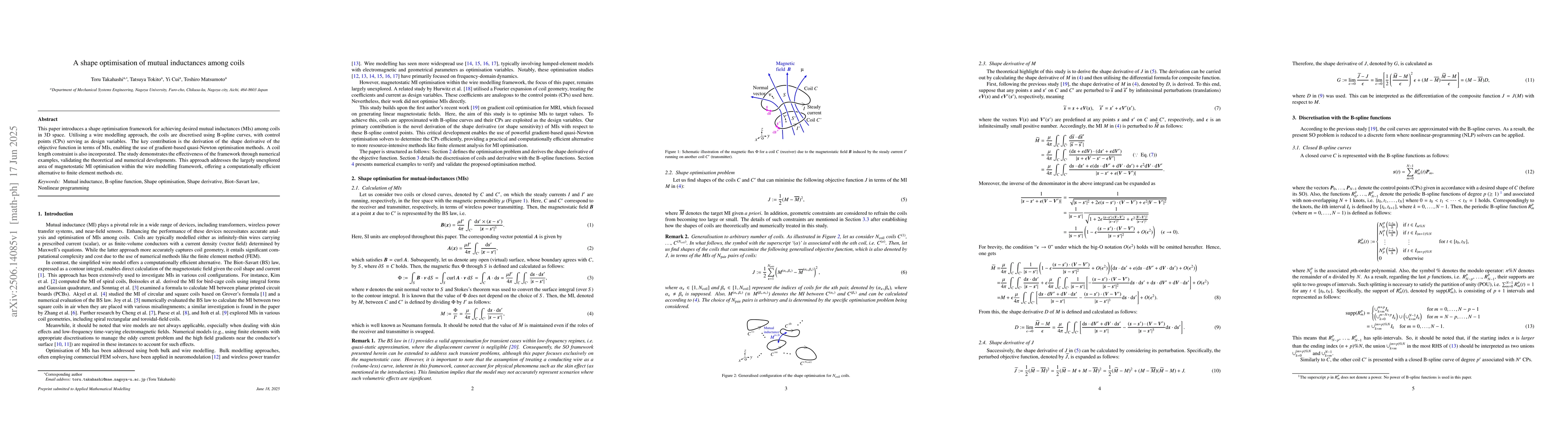 Thumbnail for A shape optimisation of mutual inductances among coils