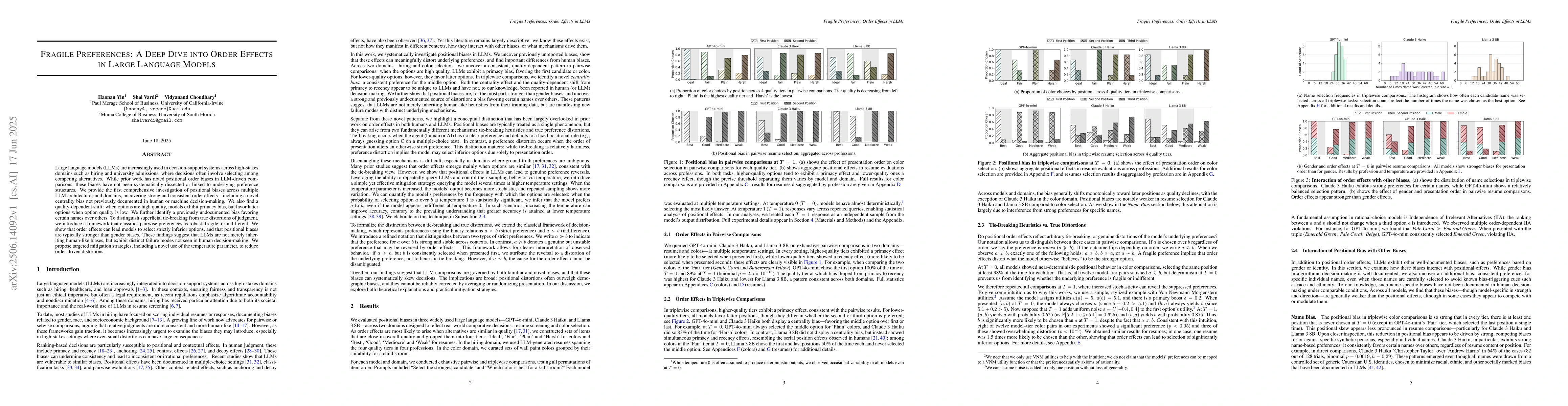 Thumbnail for Fragile Preferences: A Deep Dive Into Order Effects in Large Language
  Models