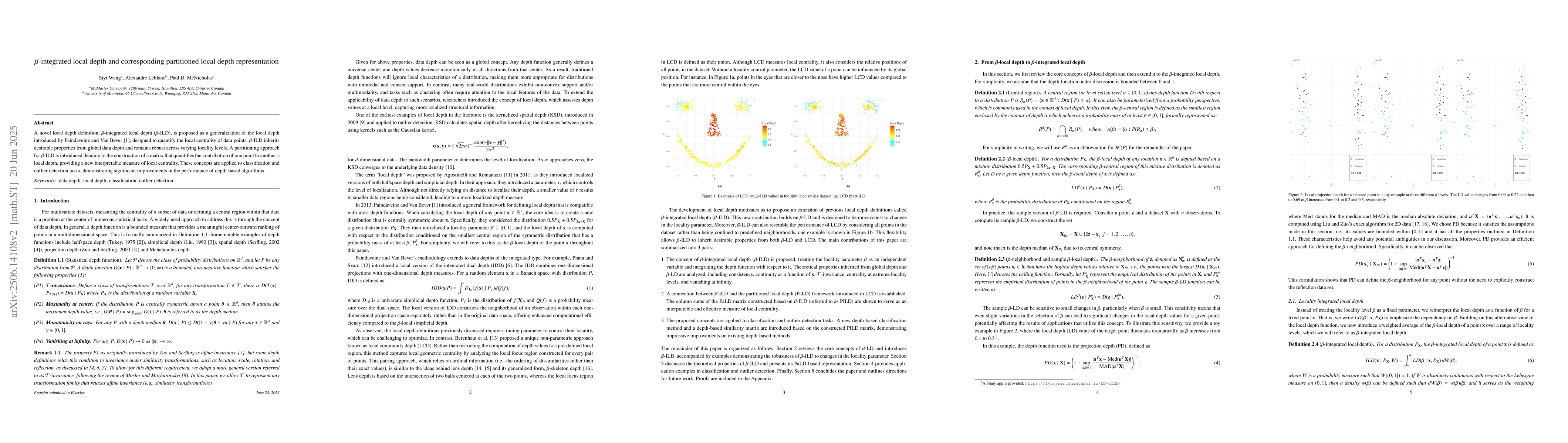 Thumbnail for $β$-integrated local depth and corresponding partitioned local depth
  representation