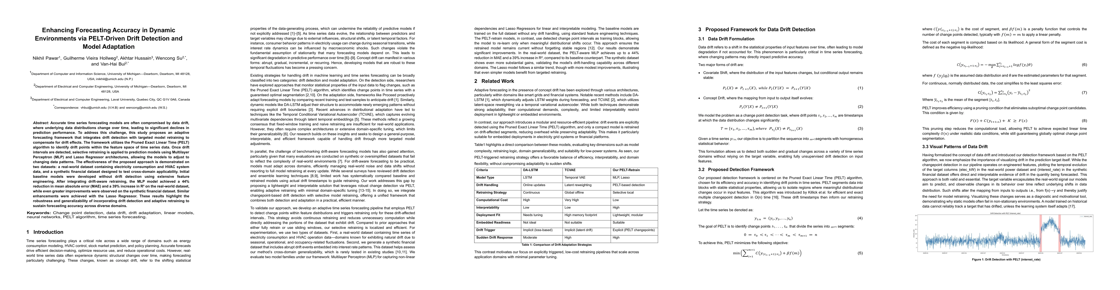 Thumbnail for Enhancing Forecasting Accuracy in Dynamic Environments via PELT-Driven
  Drift Detection and Model Adaptation
