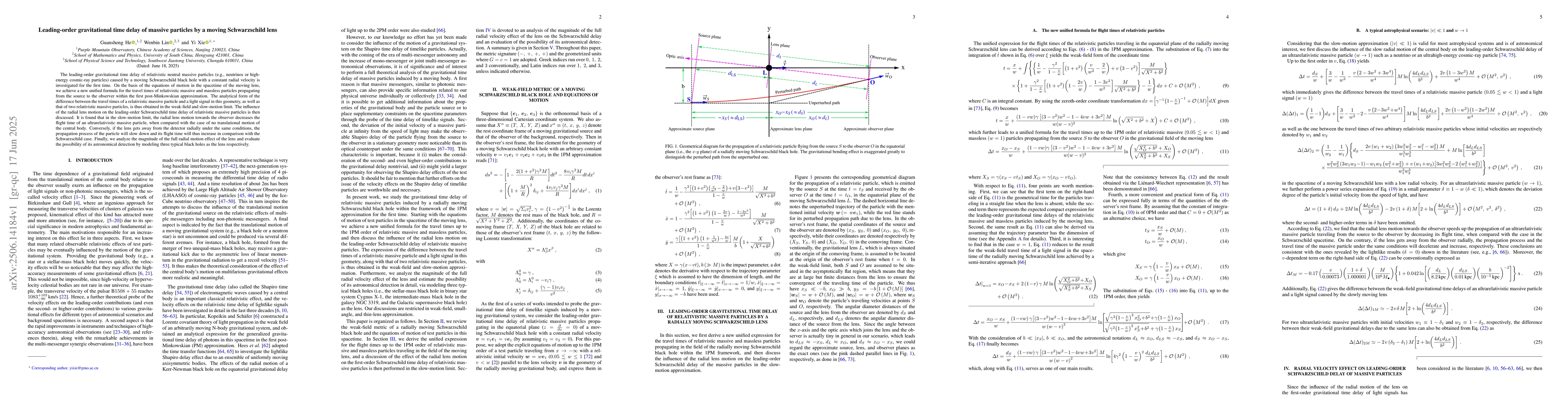 Thumbnail for Leading-order gravitational time delay of massive particles by a moving
  Schwarzschild lens