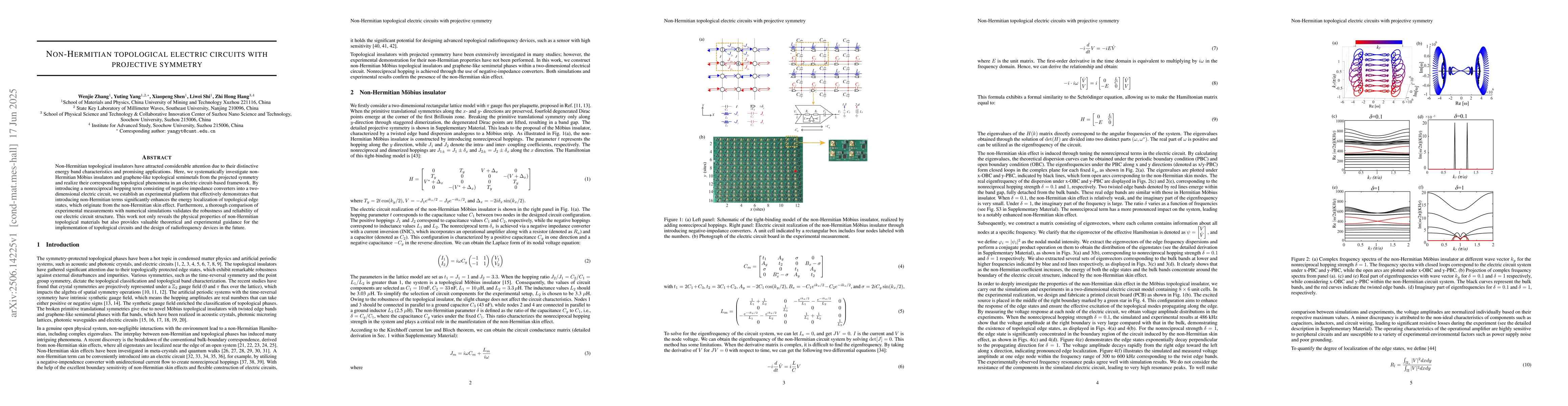 Thumbnail for Non-Hermitian topological electric circuits with projective symmetry