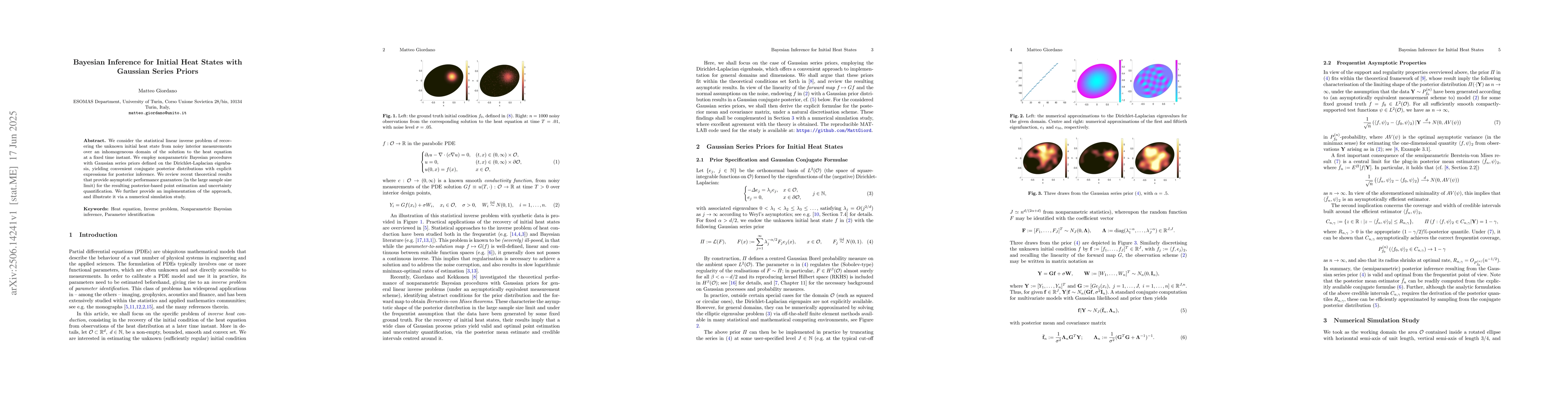 Thumbnail for Bayesian Inference for Initial Heat States with Gaussian Series Priors
