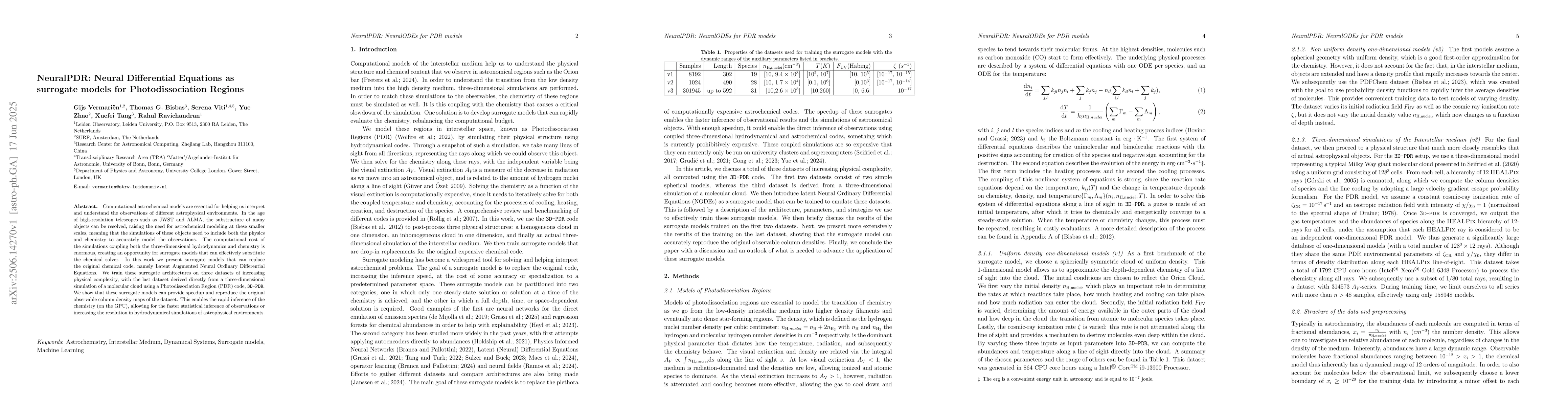 Thumbnail for NeuralPDR: Neural Differential Equations as surrogate models for
  Photodissociation Regions