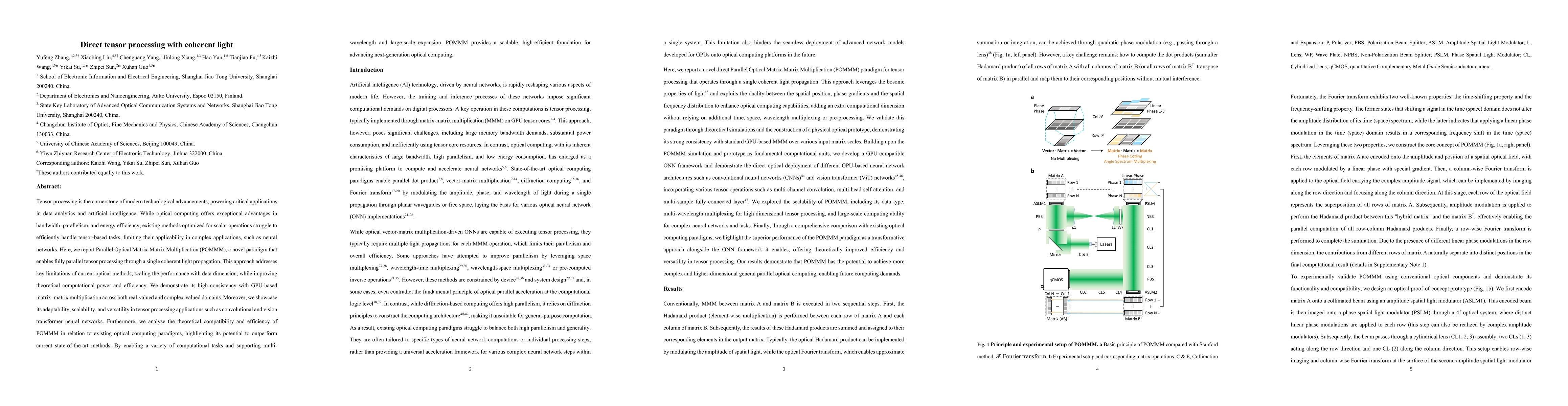 Thumbnail for Direct tensor processing with coherent light