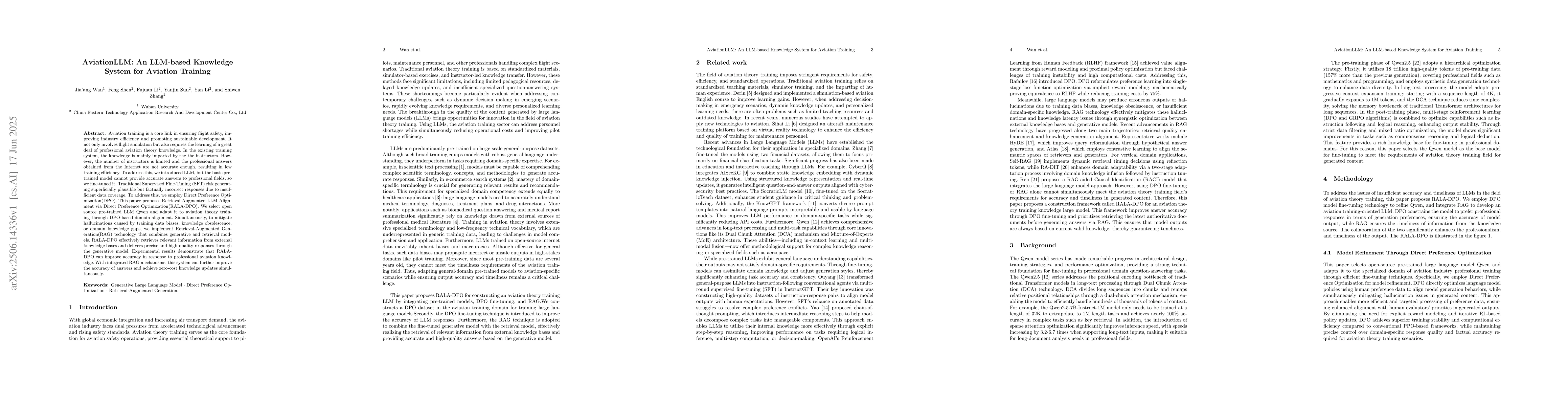 Thumbnail for AviationLLM: An LLM-based Knowledge System for Aviation Training