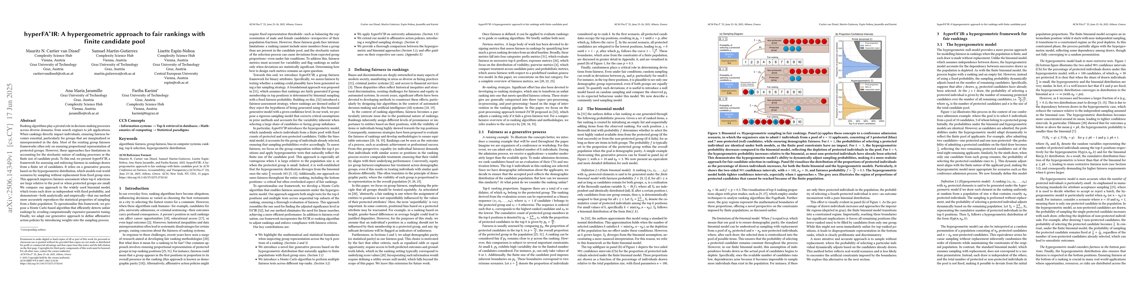 Thumbnail for hyperFA*IR: A hypergeometric approach to fair rankings with finite
  candidate pool