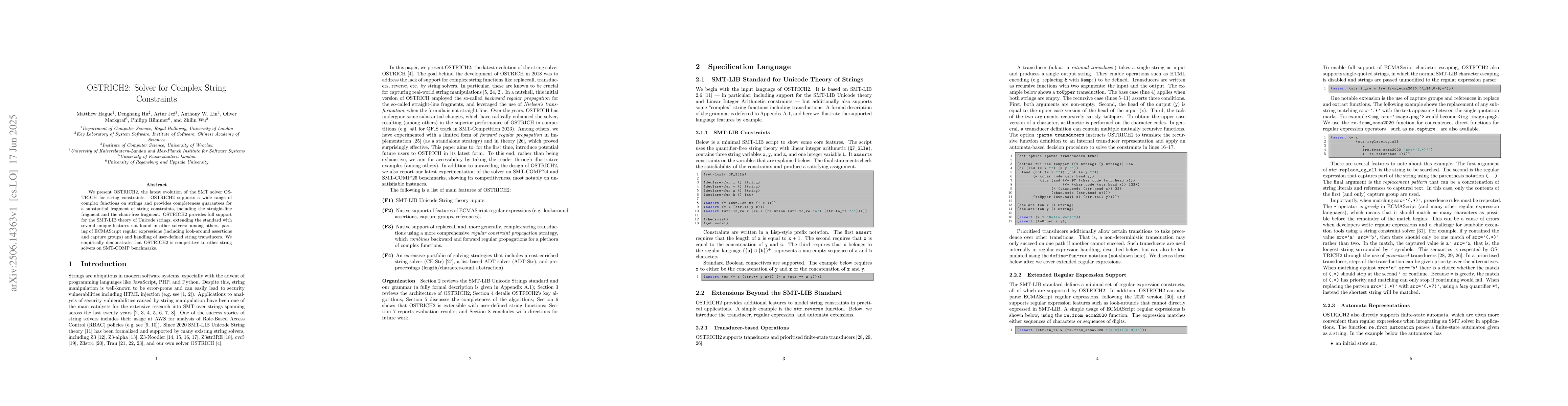 Thumbnail for OSTRICH2: Solver for Complex String Constraints