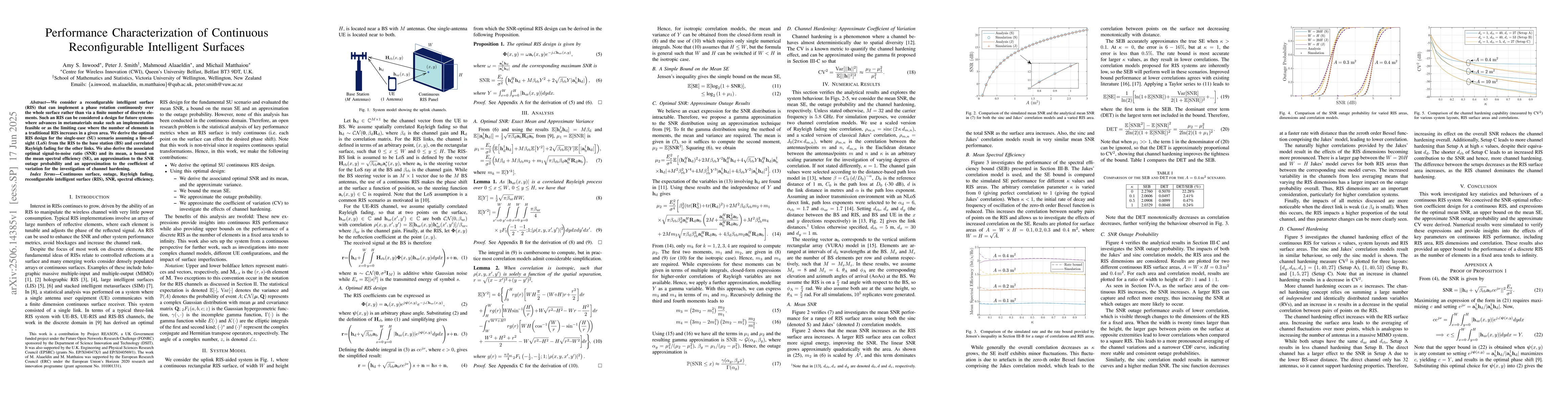Thumbnail for Performance Characterization of Continuous Reconfigurable Intelligent
  Surfaces
