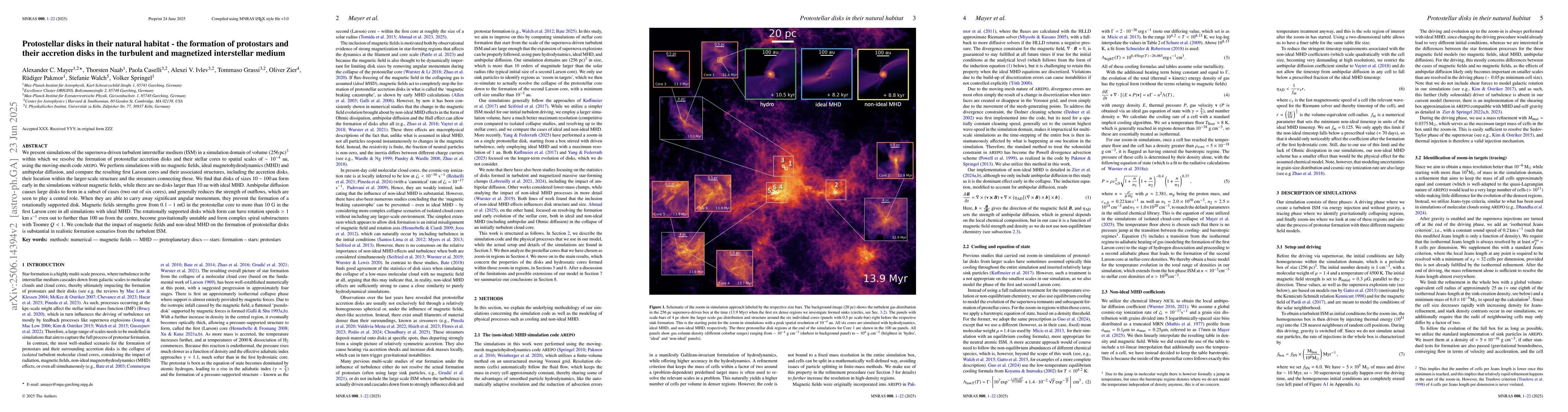 Thumbnail for Protostellar disks in their natural habitat -- the formation of
  protostars and their accretion disks in the turbulent and magnetized
  interstellar medium