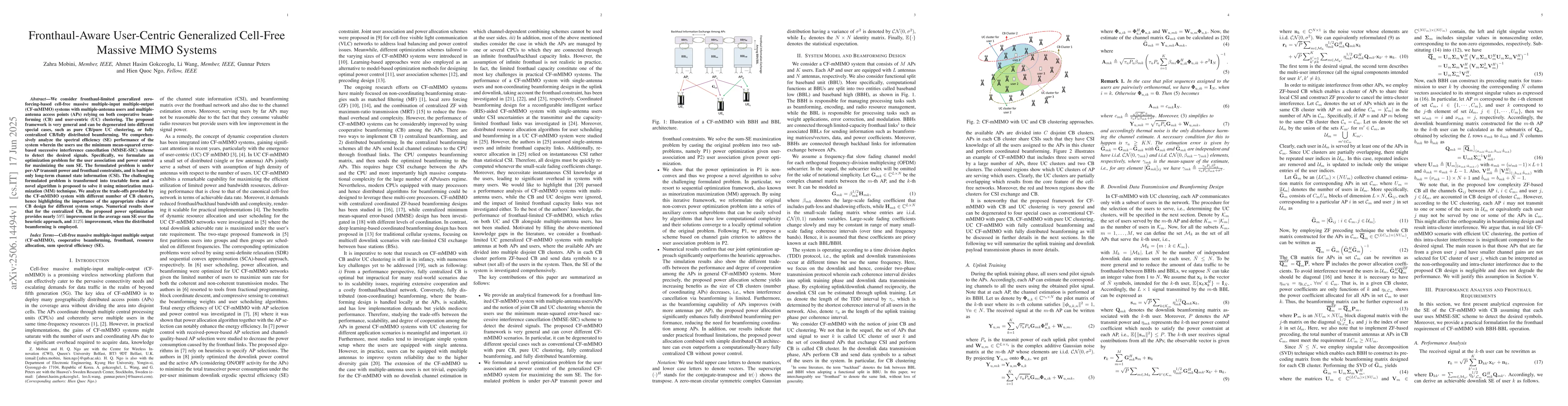 Thumbnail for Fronthaul-Aware User-Centric Generalized Cell-Free Massive MIMO Systems