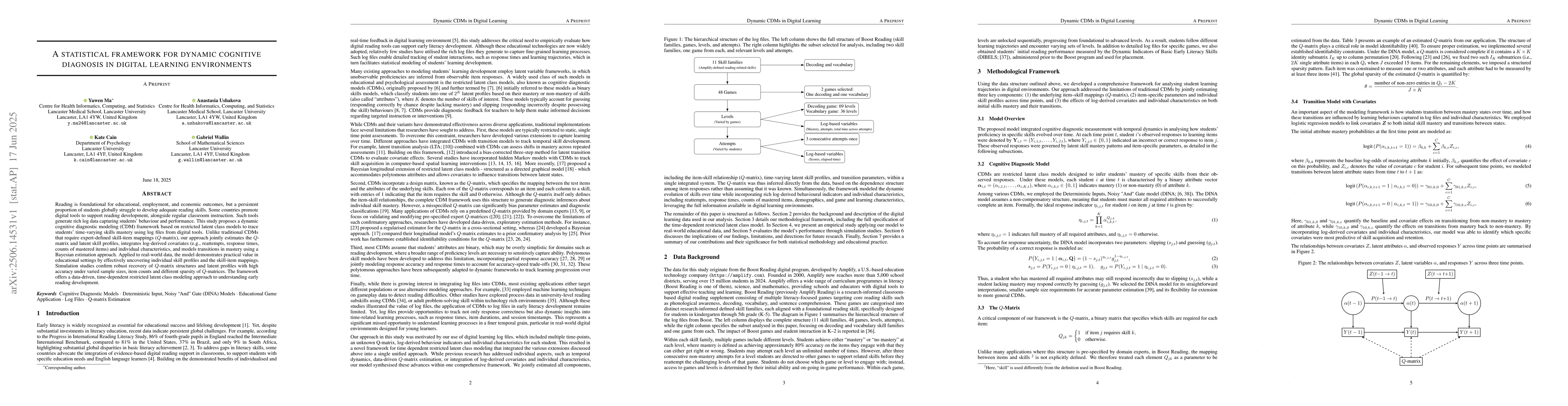 Thumbnail for A statistical framework for dynamic cognitive diagnosis in digital
  learning environments