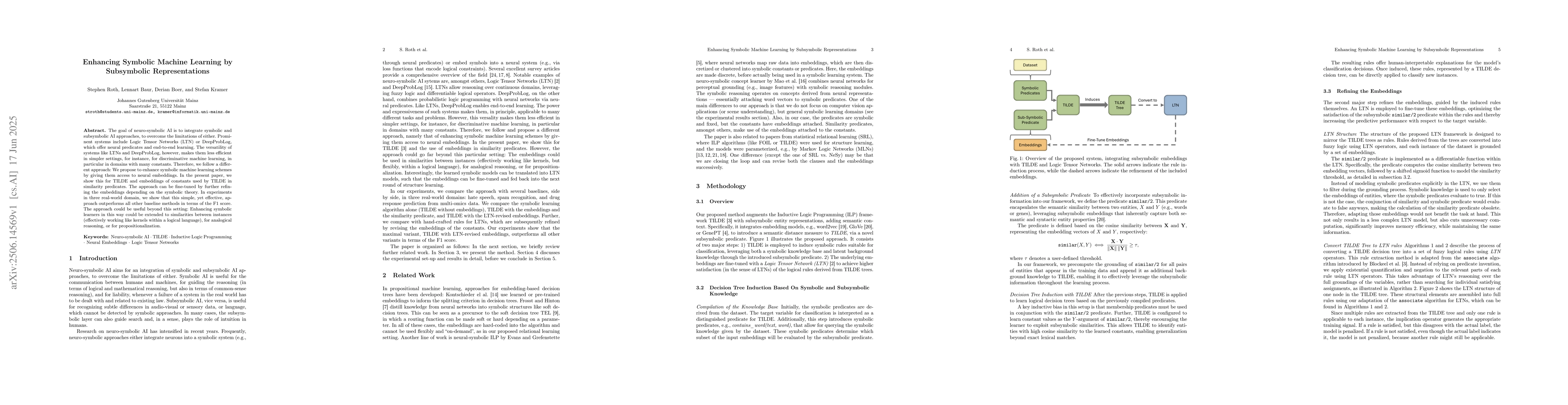 Thumbnail for Enhancing Symbolic Machine Learning by Subsymbolic Representations