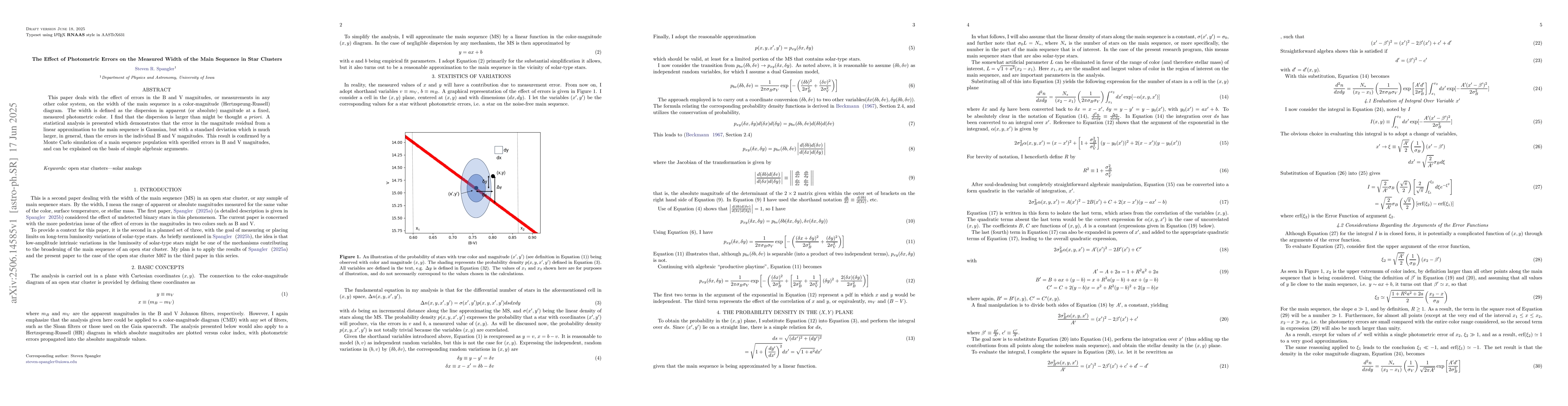 Thumbnail for The Effect of Photometric Errors on the Measured Width of the Main
  Sequence in Star Clusters