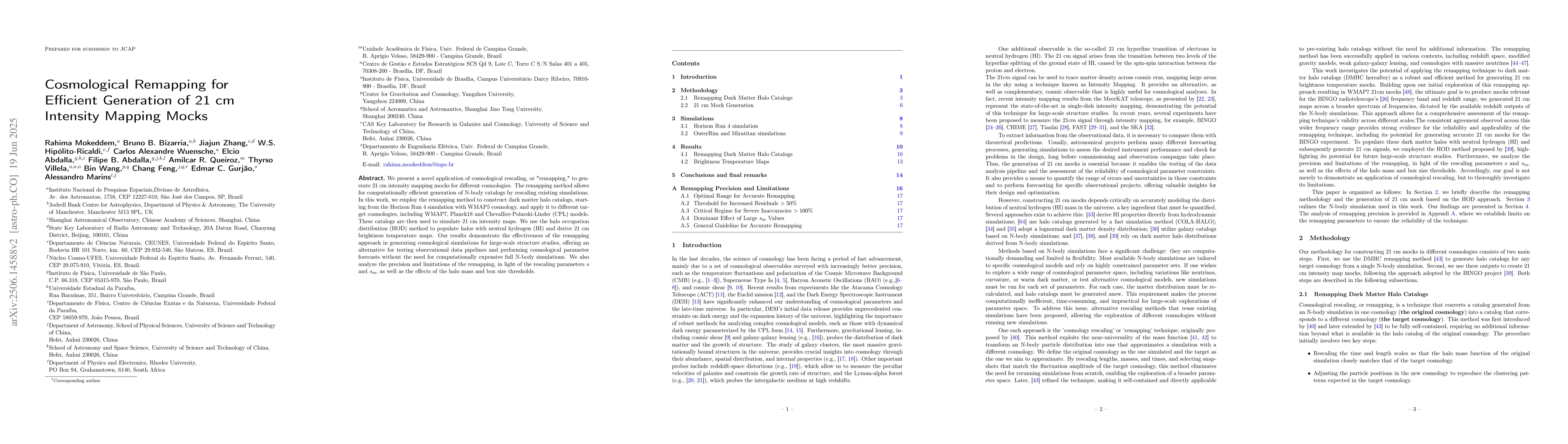 Thumbnail for Cosmological Remapping for Efficient Generation of 21 cm Intensity
  Mapping Mocks