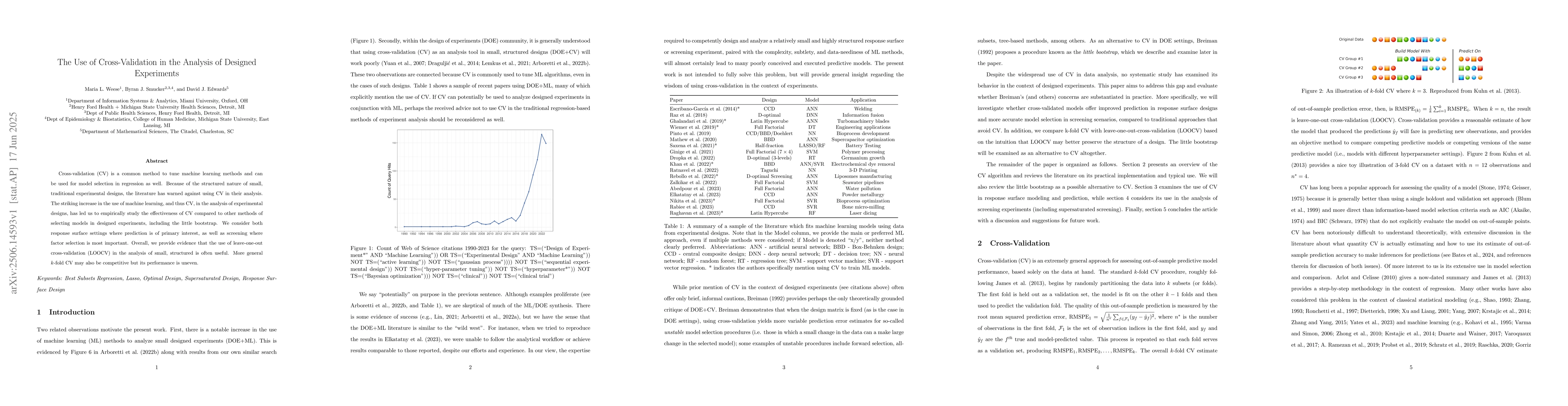 Thumbnail for The use of cross validation in the analysis of designed experiments